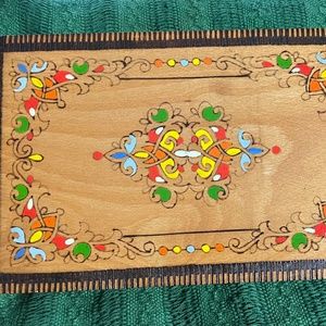 Vintage,  Hand  Painted Traditional Bulgarian ,Wooden Storage Box